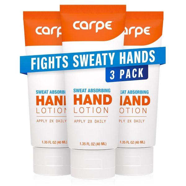 Carpe Sweat Absorbing Hand Lotion (Pack of 3). A dermatologist-recommended smooth lotion that helps stop hand sweat.