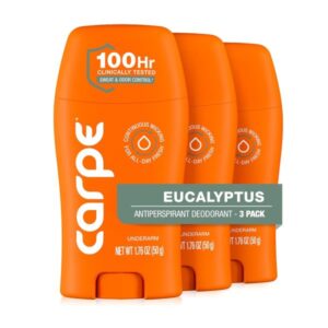 Carpe 100-Hour Deodorant Antiperspirant. Eucalyptus – 3 Pack